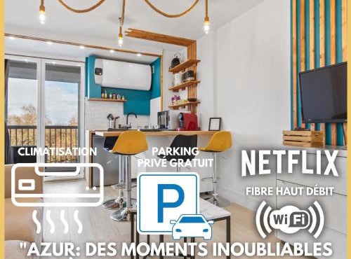 Studio cabine AZUR ,5 min mer -5 min Arena - clim - parking gratuit privée - 4 personnes
