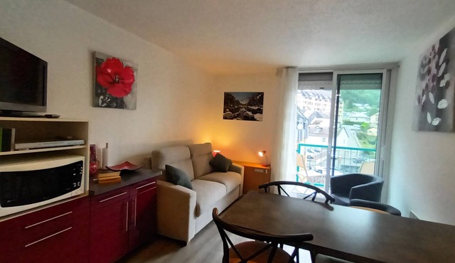Studio Cauterets balcony mountain view 300 m cable cars, thermal baths, train station, shops