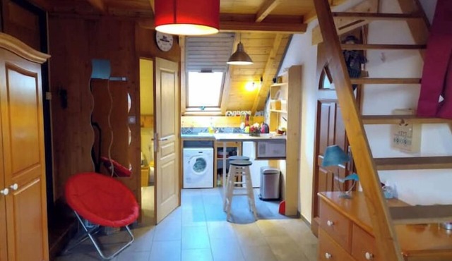 Studio close to freeway exit.