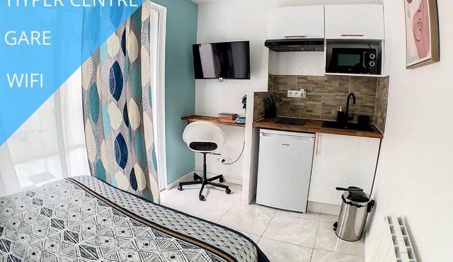 STUDIO COSY GARE AMIENS TOUT ÉQUIPÉ WIFI NETFLIX 2PERS