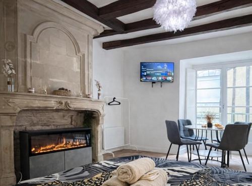 Studio de charme avec cheminée décorative