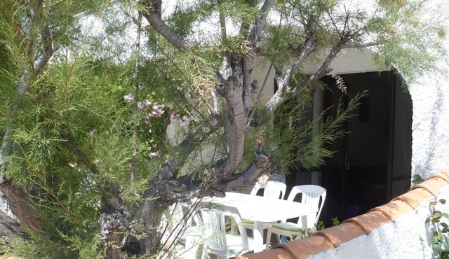 Studio apartment in attractive residence on garden level, Loggia, Terrace with trees.