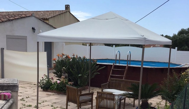 Studio in villa with pool