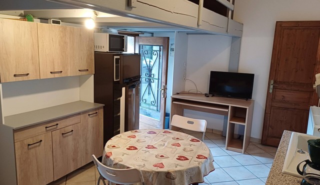 Studio type gite with living room and mini-kitchen, shower room with WC.