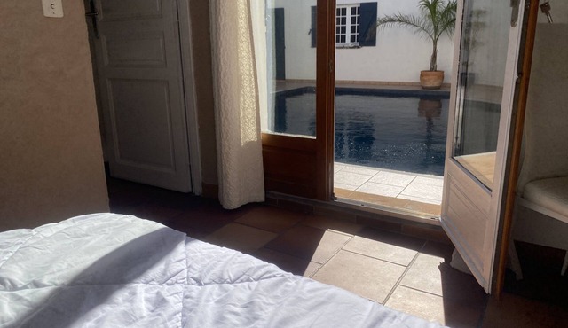 Studio with pool view