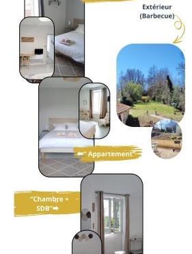 Studios ou Chambre SDB avec extérieur centre-ville Ribérac