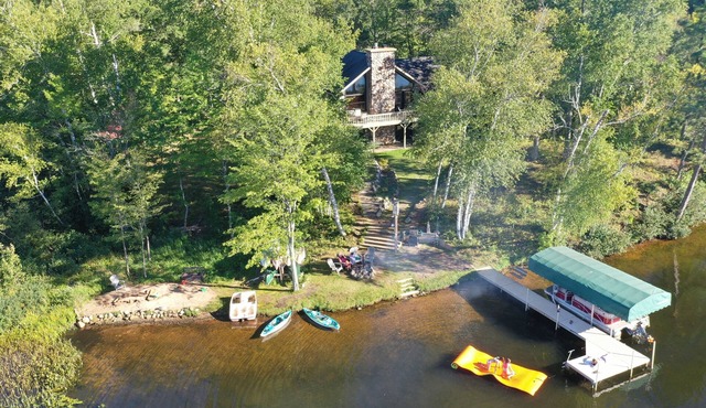 Stunning 180 degree views from Gresham Retreat's 520 ft of private lakefront