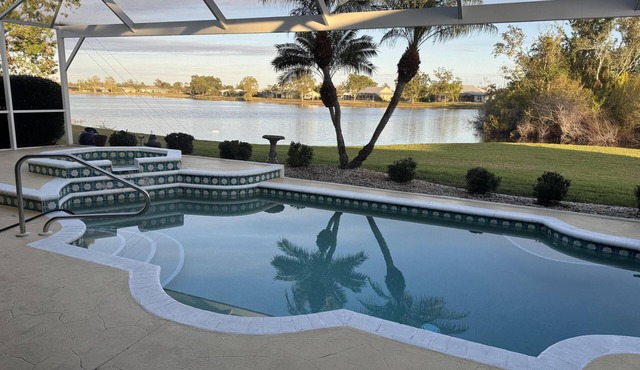 Stunning 3-bedroom house with heated saltwater pool, hot tub, water view