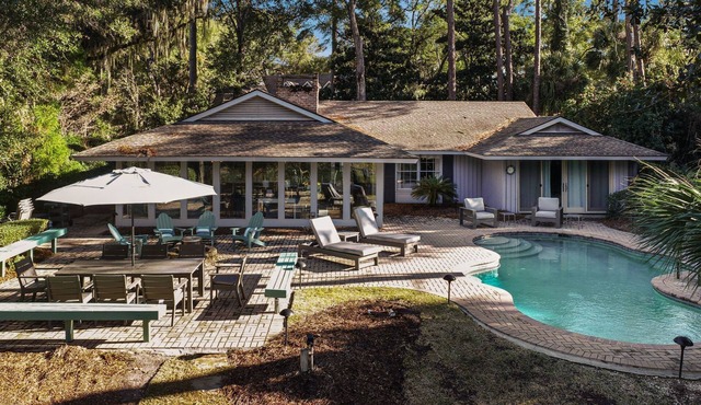 STUNNING 4BR HOME IN SEA PINES WITH POOL, DOCK & CLOSE TO BEACH