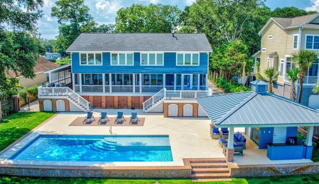 Stunning 5-Bedroom Inlet Home with Private Pool, Pool House, and Dock