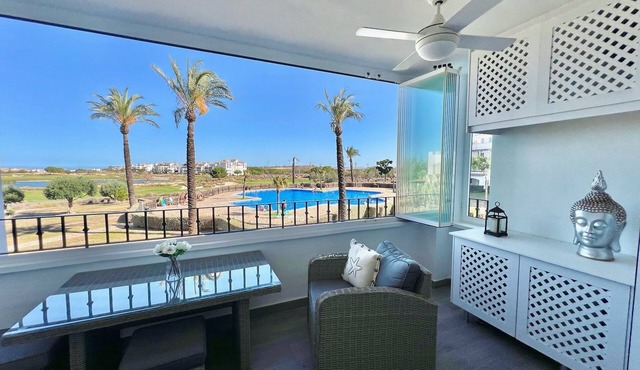 Stunning apartment with a pool and golf view
