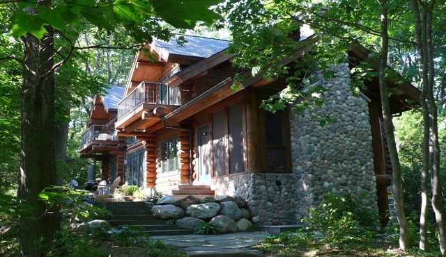 Stunning Lake Michigan Log and Stone Cabin