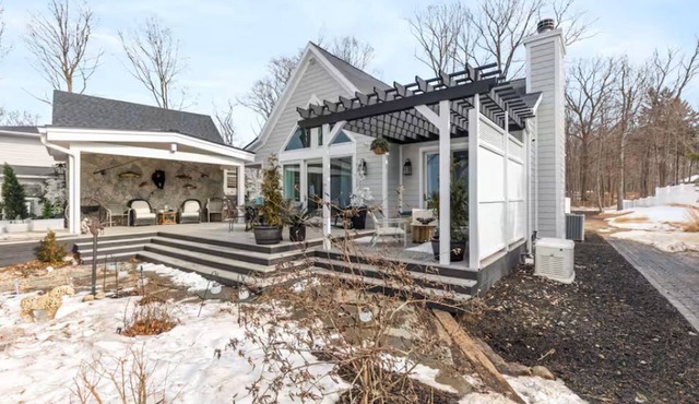 Stunning Large Villa with Boathouse on the Beach of Lake Michigan