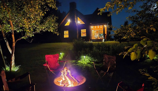 Stunning log home with a rental pontoon on a quiet sunlit bay. Check it out!