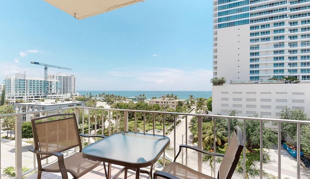 Stunning ocean-facing condo with intercoastal views & balcony -1 block to beach