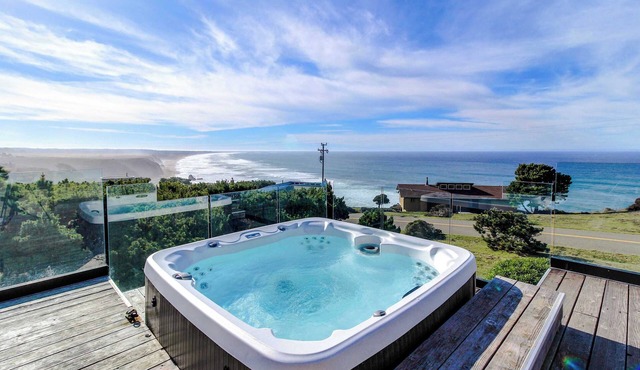 Stunning ocean view home with hot tub and deck