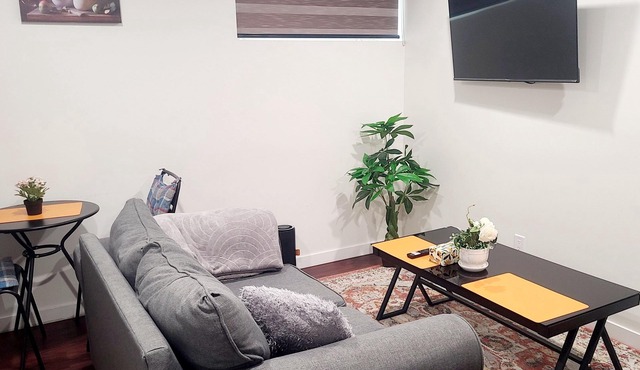 STYLISH 2-BEDROOM BASEMENT SUITE.PRIVATE ENTRANCE& PARKING. NEAR U OF M 4GUESTS!