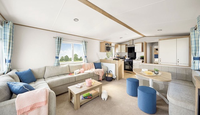 Stylish and modern 12ft-wide caravan with one double two one twin.