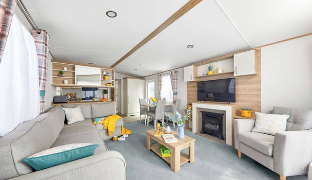 Stylish and spacious 12ft-wide caravan with one double and two twin.