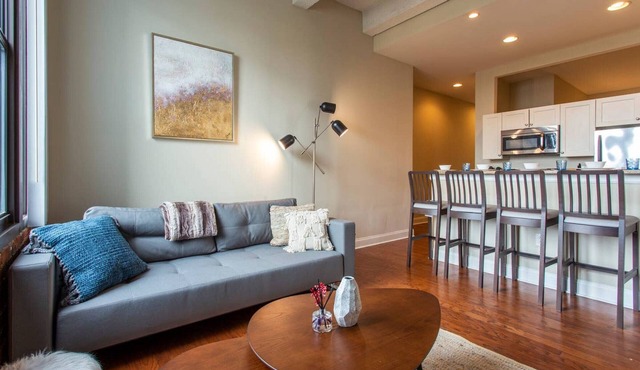 Stylish Apt, Paid Parking, Gym, Full Kitchen