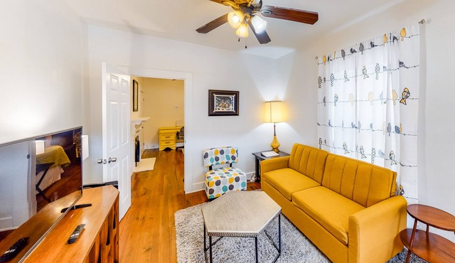 Stylish cottage in the heart of town w/ yard, full kitchen, central AC, & more!