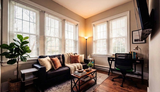 Stylish Historic Apartment - Queen Bed, Fast WiFi, Easy Parking!