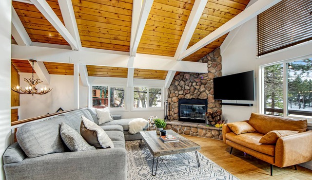 Stylish, lakefront home with fireplace, deck, grill & kitchen - dog-friendly