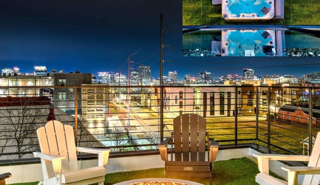 Stylish Penthouse | 10 Beds, Hot Tub & Fire Pit!