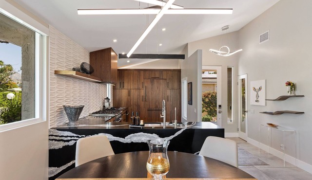 Stylish Poolside Living in Palm Springs with Bold Artful Interiors for Monthly Stays