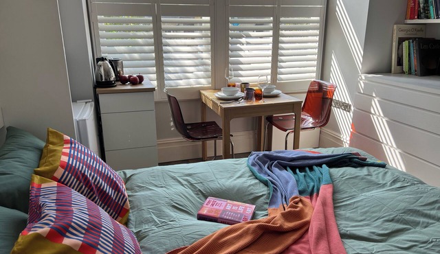 Stylish sunny studio with steam shower bathroom