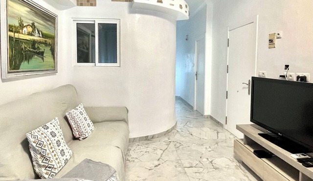Suitable. Bright 10 min from the BEACH walking and 3 min from the PORT