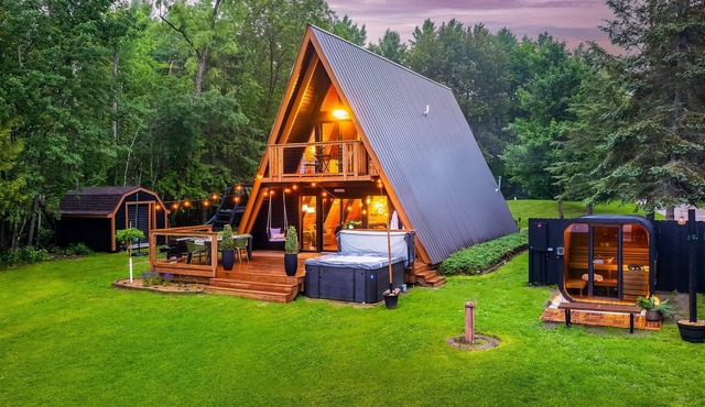 Summer is coming! Aframe on Bass Lake~ Hot Tub, Sauna & Sunsets!