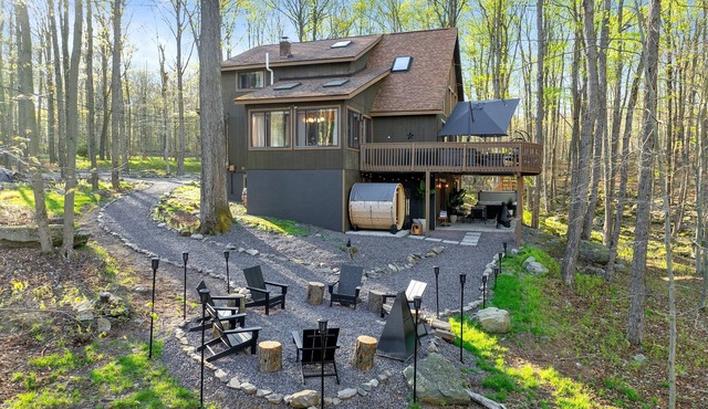 Summer lake escape sauna hot tub kayak bike