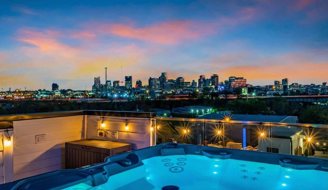 Summer rooftops with hot tubs, karaoke lounges, game room near Broadway