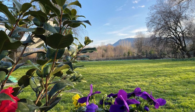 Sungri-La ☀ tranquil one-acre backyard with mountain views, next to a river park