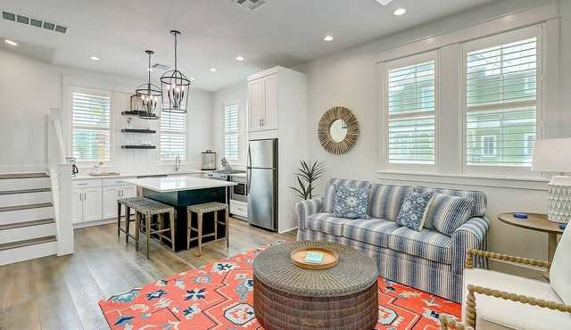 Sunny house by the beach with pool, adorned modern furnishings & balcony seating