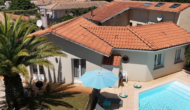 Sunny villa with terrace near the beach