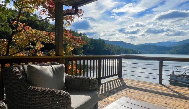 Sunset Cove, a charming waterfront cabin with boat dock on Lake Santeetlah