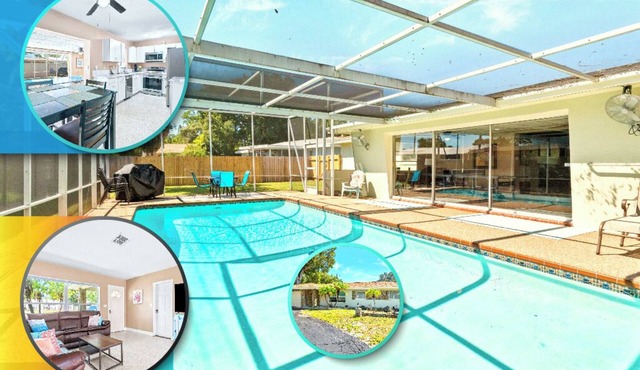 🏖️ Sunshine, Beaches and a Beautiful Pool Inside a Large Screened in Lanai!