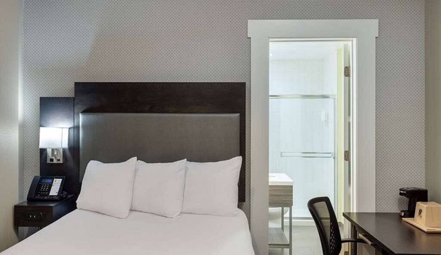 Super 8 Hotel room near Union Square, walking distance to Moscone Center.