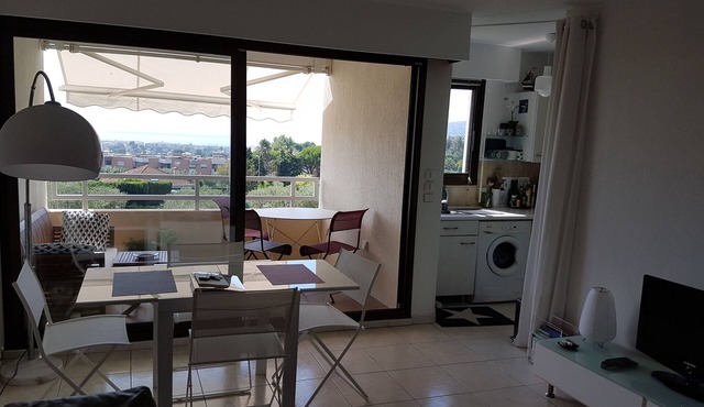 Superb apartment, terrace and magnificent sea view, tennis and swimming pool, park