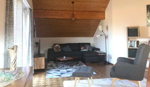 Superb renovated 3-room apartment 110 m2 parking2 km from Lausanne. bus, shops 100 m.