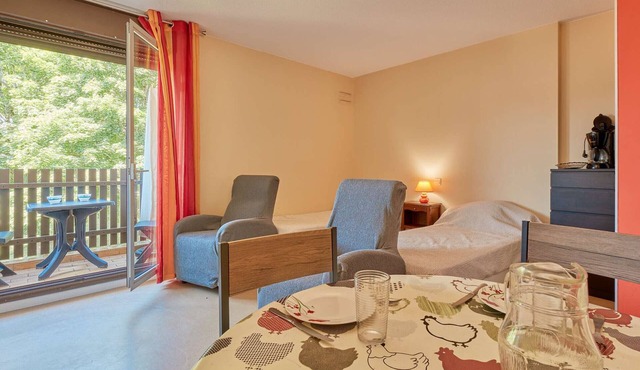 T1 bis with balcony, pets allowed, free parking and wifi