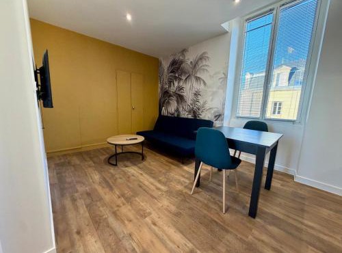 T2 rénové avec salon séparé, canapé, TV