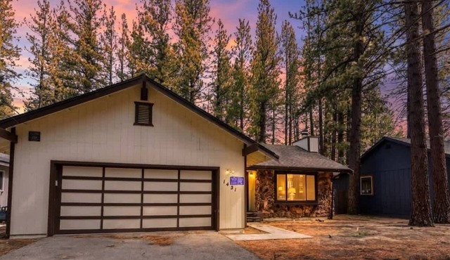 Tahoe Cabin with Stone Fireplace, 2-Car Garage & Fenced Yard — Steps to the River
