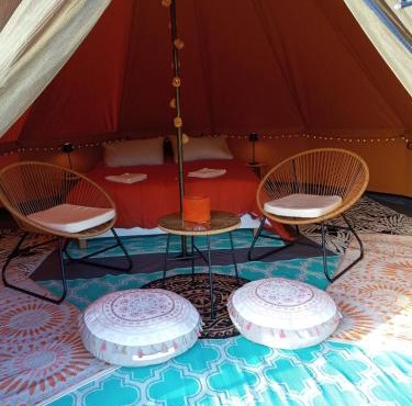 Tente au milieu des chevaux