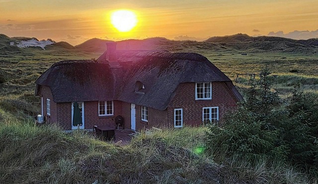 Thatched house in the first row by the North Sea