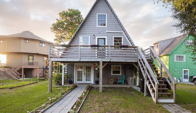 The A-Frame. Canal front home in Colington Habour