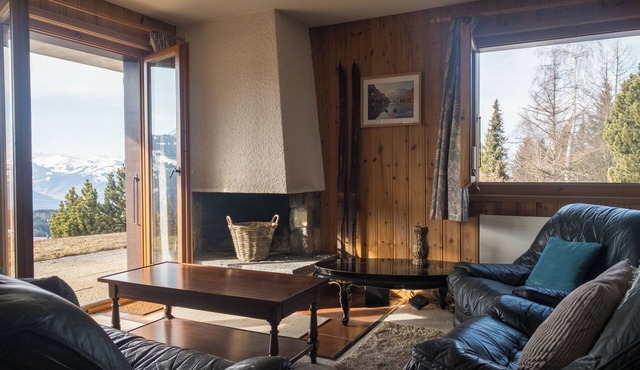 The apartment is on the ground floor of a small residence in the heights of the village of Gryon, wh