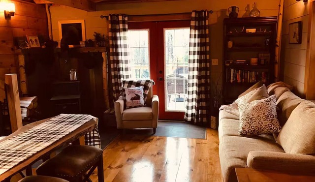 The Birches Cabin, at home in the woods!